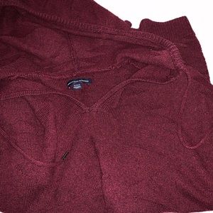 Burgundy Oversized Hooded Sweater